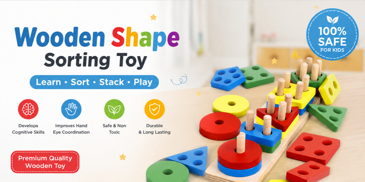 Kids Wooden Geometric Shape Sorter Puzzle Toy