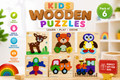 Pack of 6 Wooden Puzzle Set for Kids | Animals, Vehicles & Transport Learning Puzzles