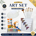 Premium Art Combo Set for Kids & Beginners | 5 Canvas Boards, Acrylic Paints, Brushes & Palette
