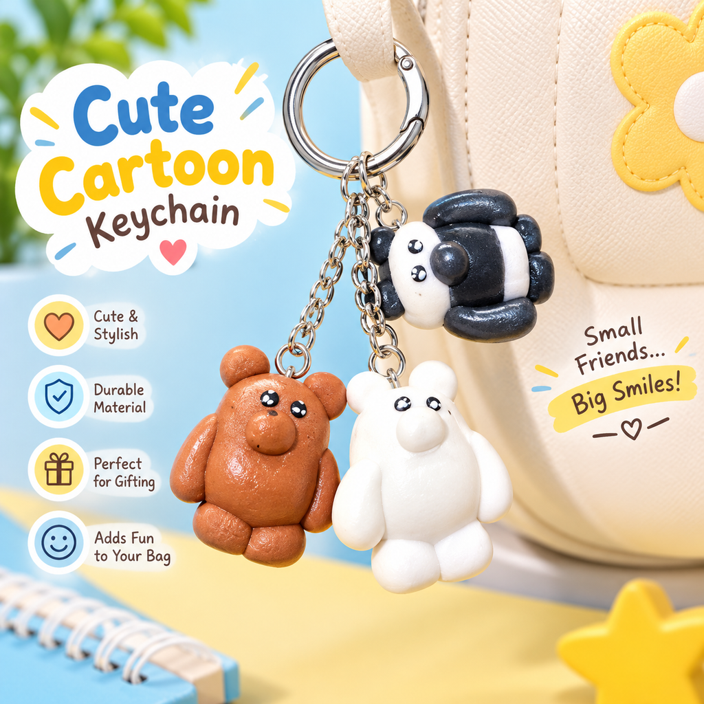 Mini Cartoon Keychain Set – 3 Piece