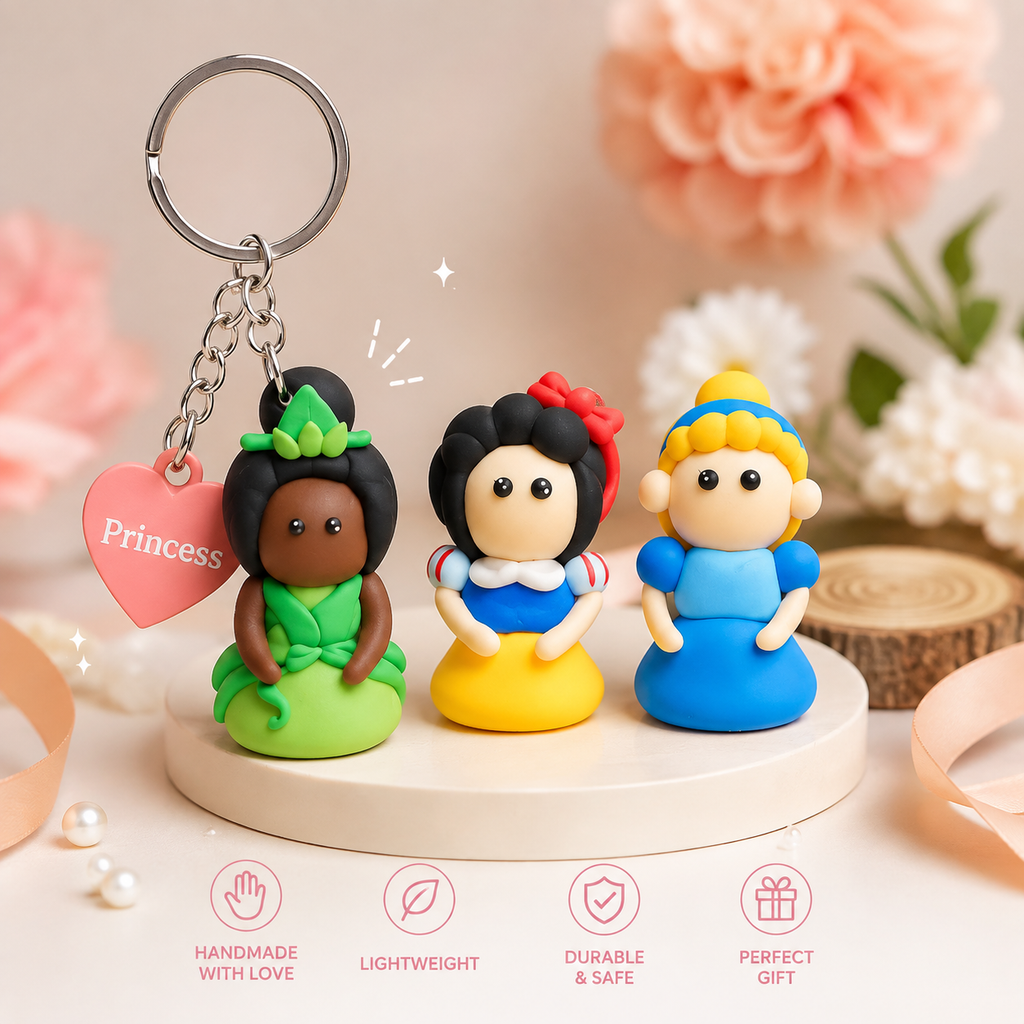 Handmade Clay Doll Keychain Set of 3 | Cute Character Keychains