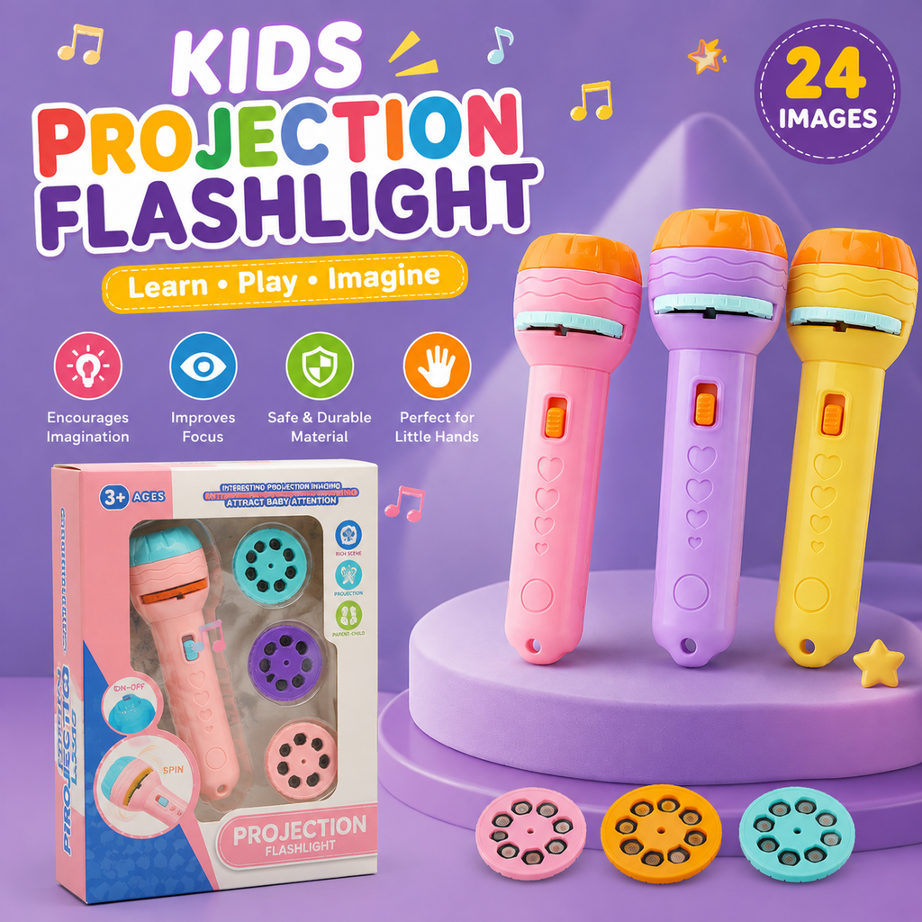 Kids Projection Flashlight Toy with 3 Random Slides & 24 Images