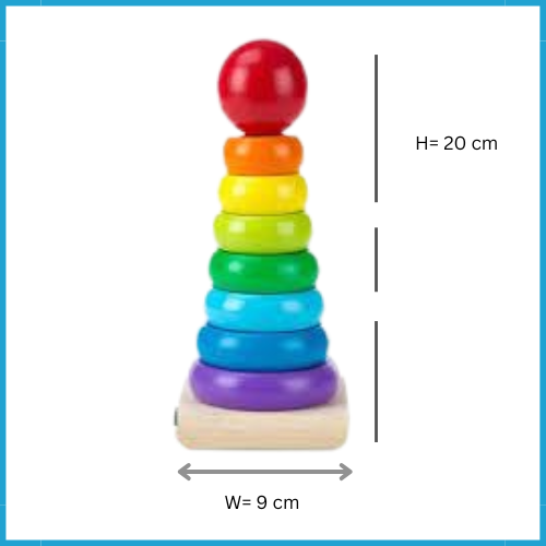 Rainbow Wooden Stacking Tower – Montessori Learning Toy for Kids | Color Sorting & Shape Puzzle