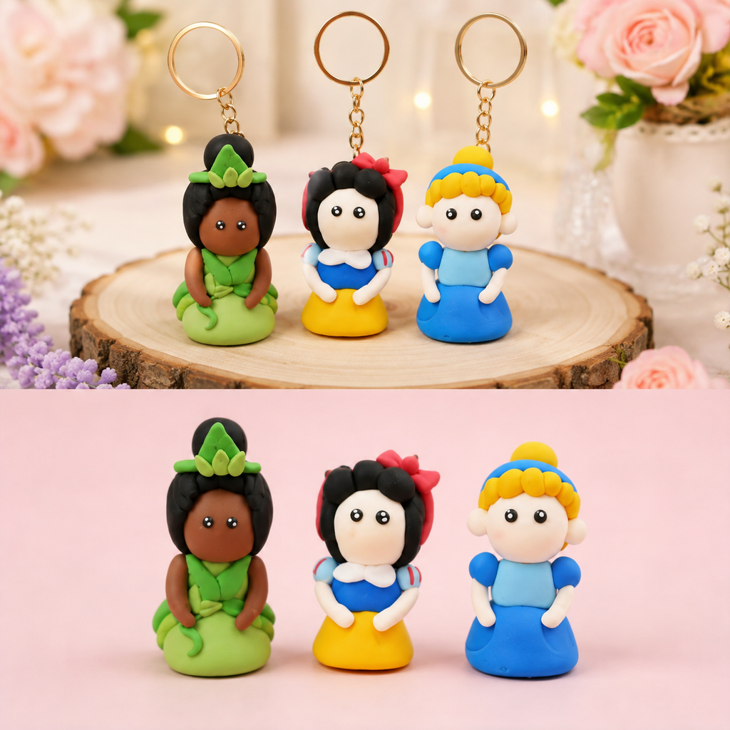 Cartoon Character Doll Keychain | Handmade Air-Dry Clay