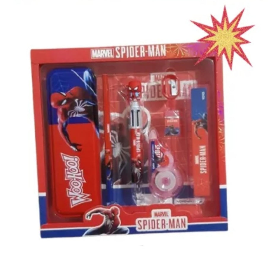 Premium 8-Piece Spider-Man Cartoon Stationery Gift Set for Kids – School Supplies for Boys