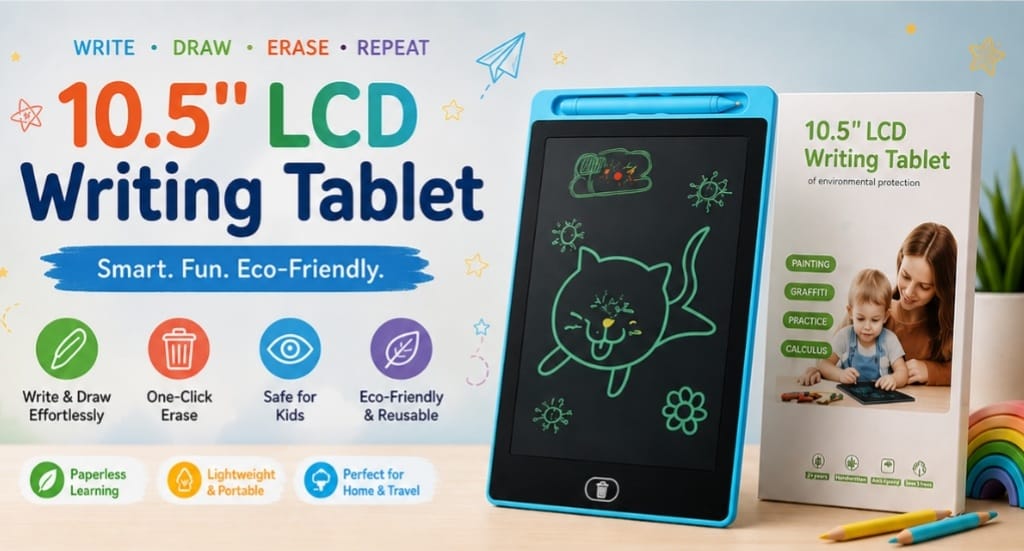 10.5 Inch LCD Writing Tablet for Kids | Reusable Drawing & Writing Board