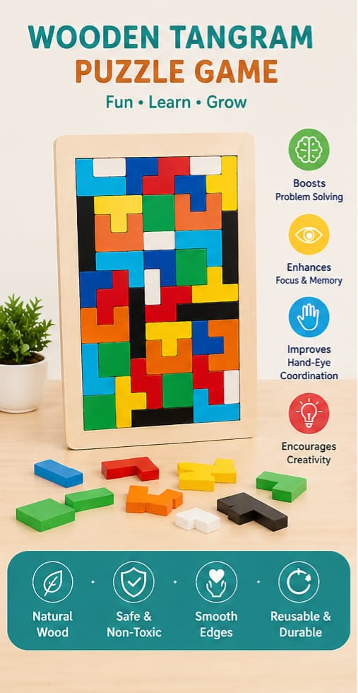 Wooden Tangram Puzzle for Kids | Educational Brain Toy