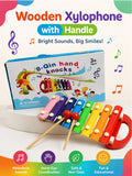 Wooden Xylophone with Handle for Kids Learning & Musical Fun