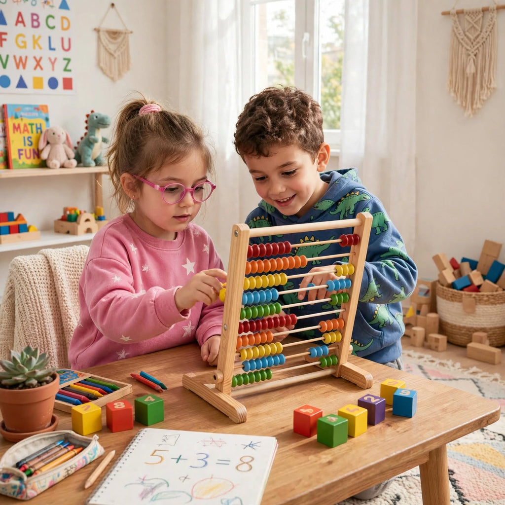 Wooden Abacus with Stand – Educational Math Counting Toy for Kids Early Learning