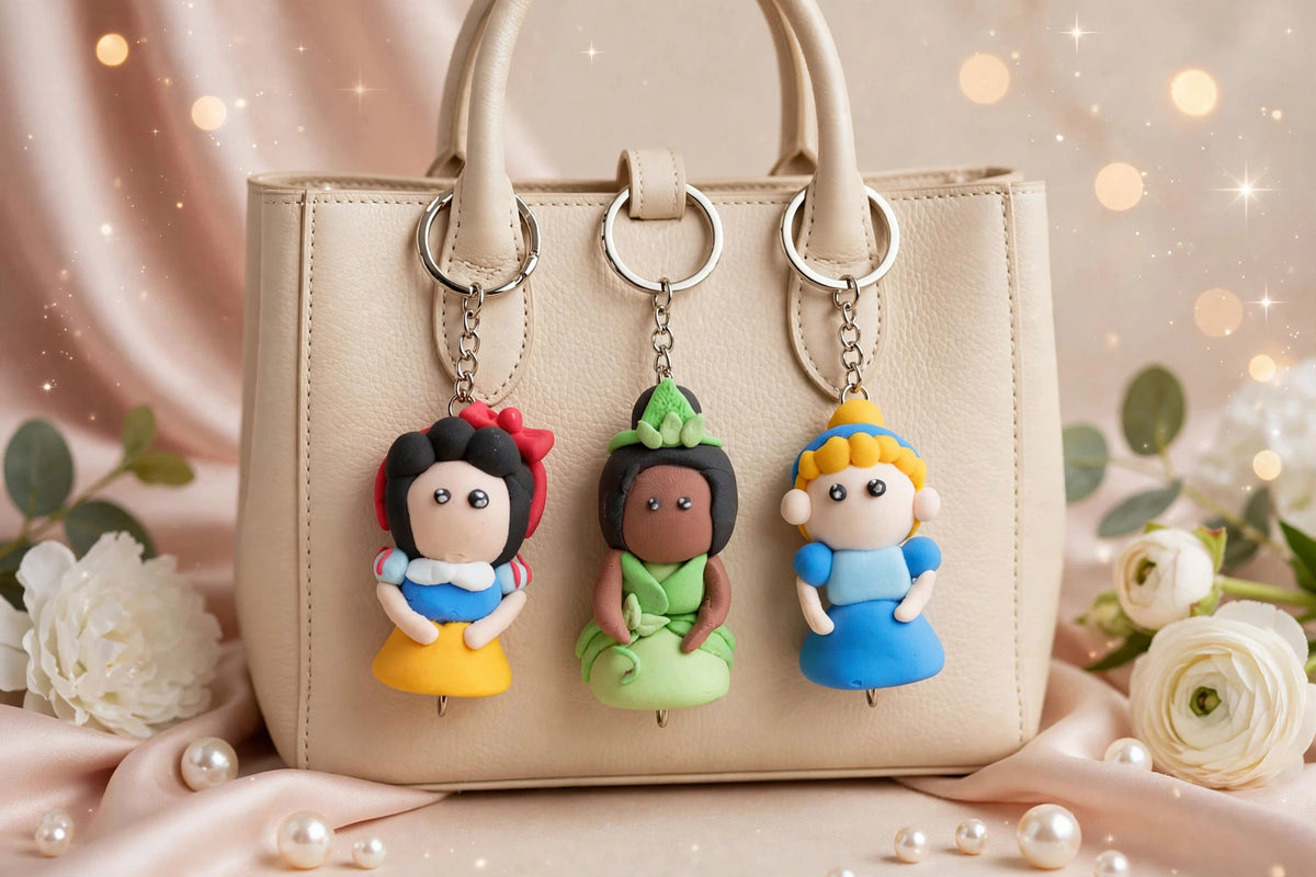 Handmade Clay Doll Keychain Set of 3 | Cute Character Keychains