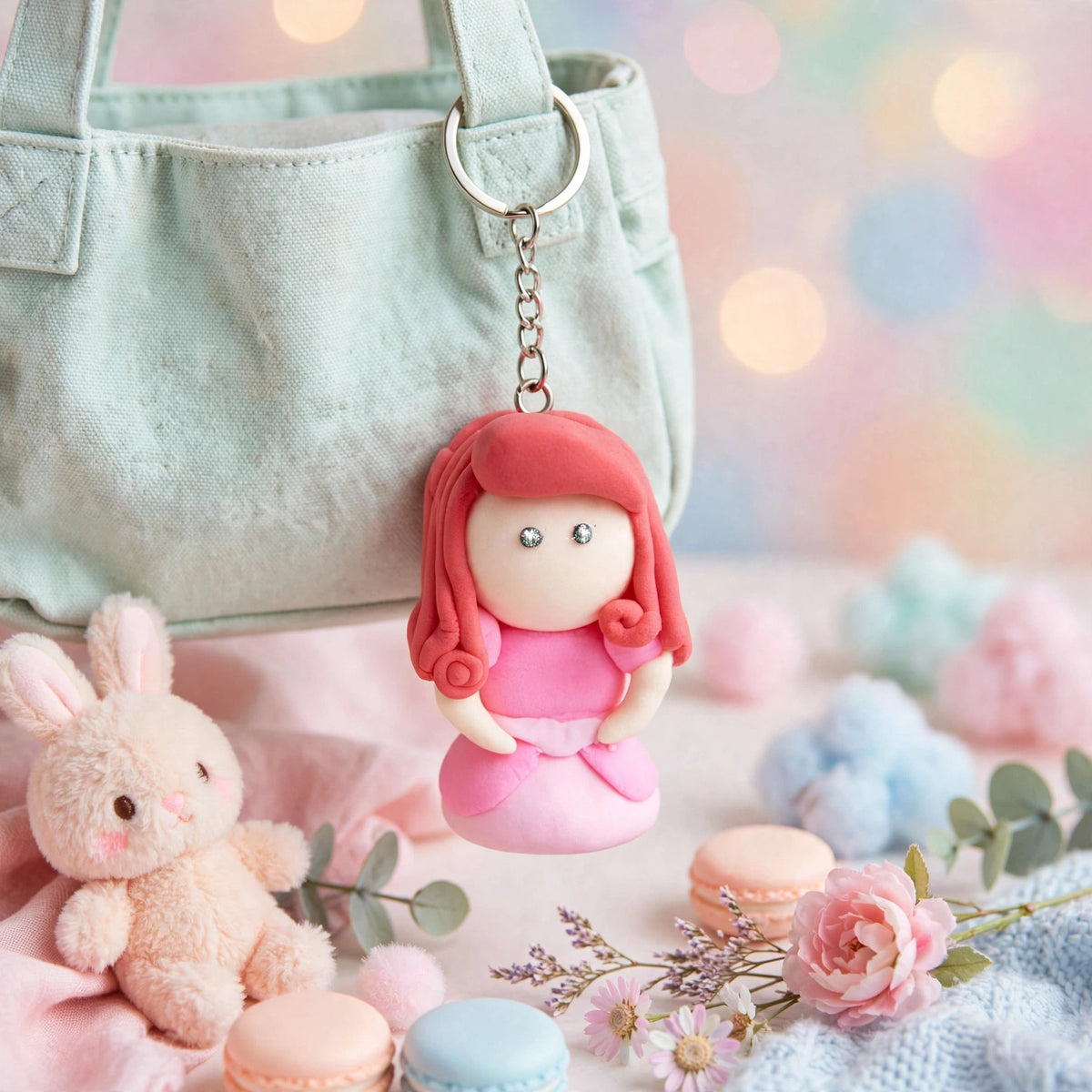 Handmade Clay Doll Keychain | Cute Cartoon Character
