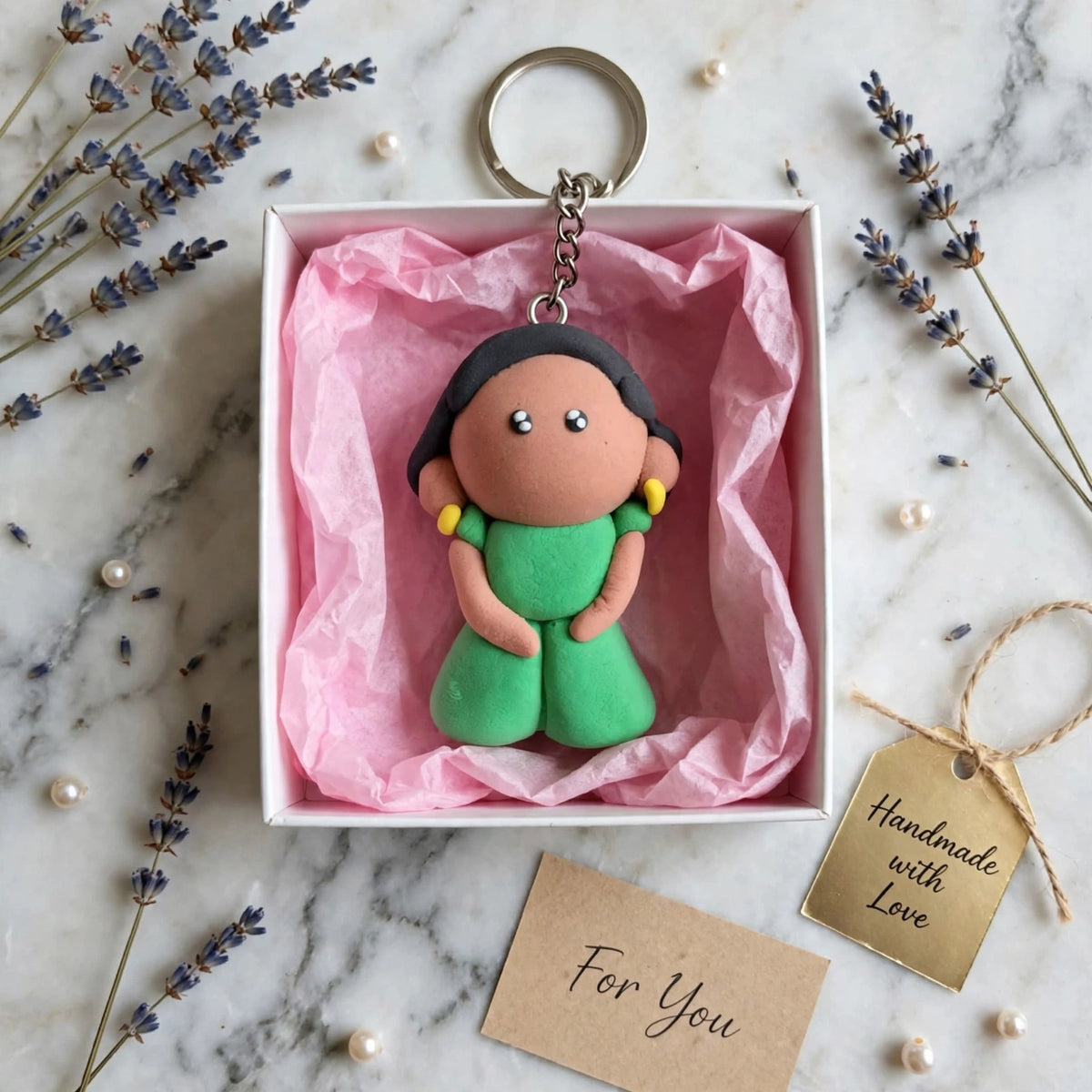 Handmade Clay Doll Keychain | Cute Cartoon Character