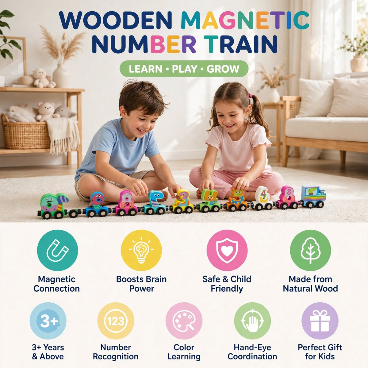 Wooden Magnetic Number Train | Educational Toy for Kids