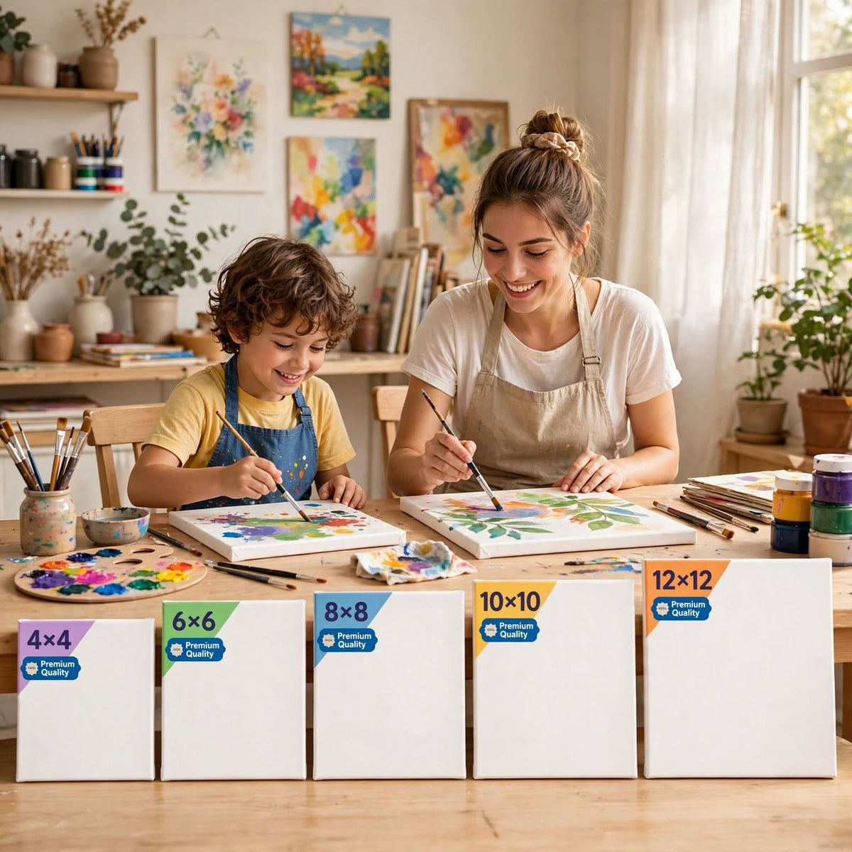 Premium Canvas Boards Pack of 5 – 4×4 to 12×12