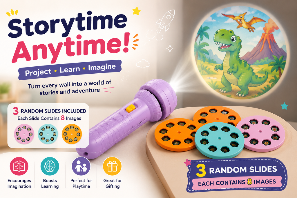 Kids Projection Flashlight Toy with 3 Random Slides & 24 Images