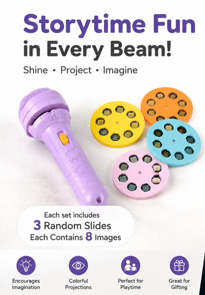 Kids Projection Flashlight Toy with 3 Random Slides & 24 Images