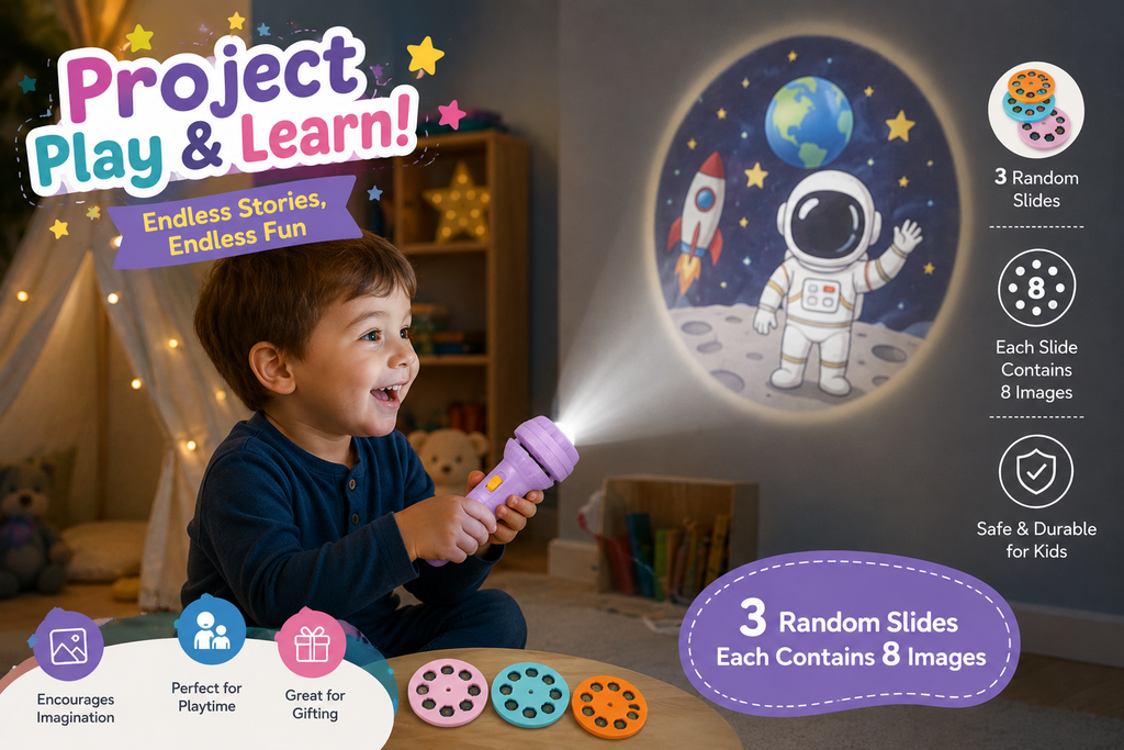 Kids Projection Flashlight Toy with 3 Random Slides & 24 Images