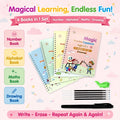 Magic Practice Copybook Set of 4 | Writing, Drawing, Math & Numbers Practice Books for Kids