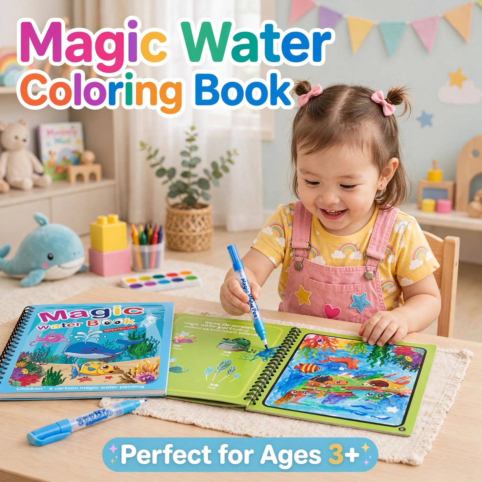 Magic Water Coloring Book for Kids | Reusable Mess-Free Painting Book