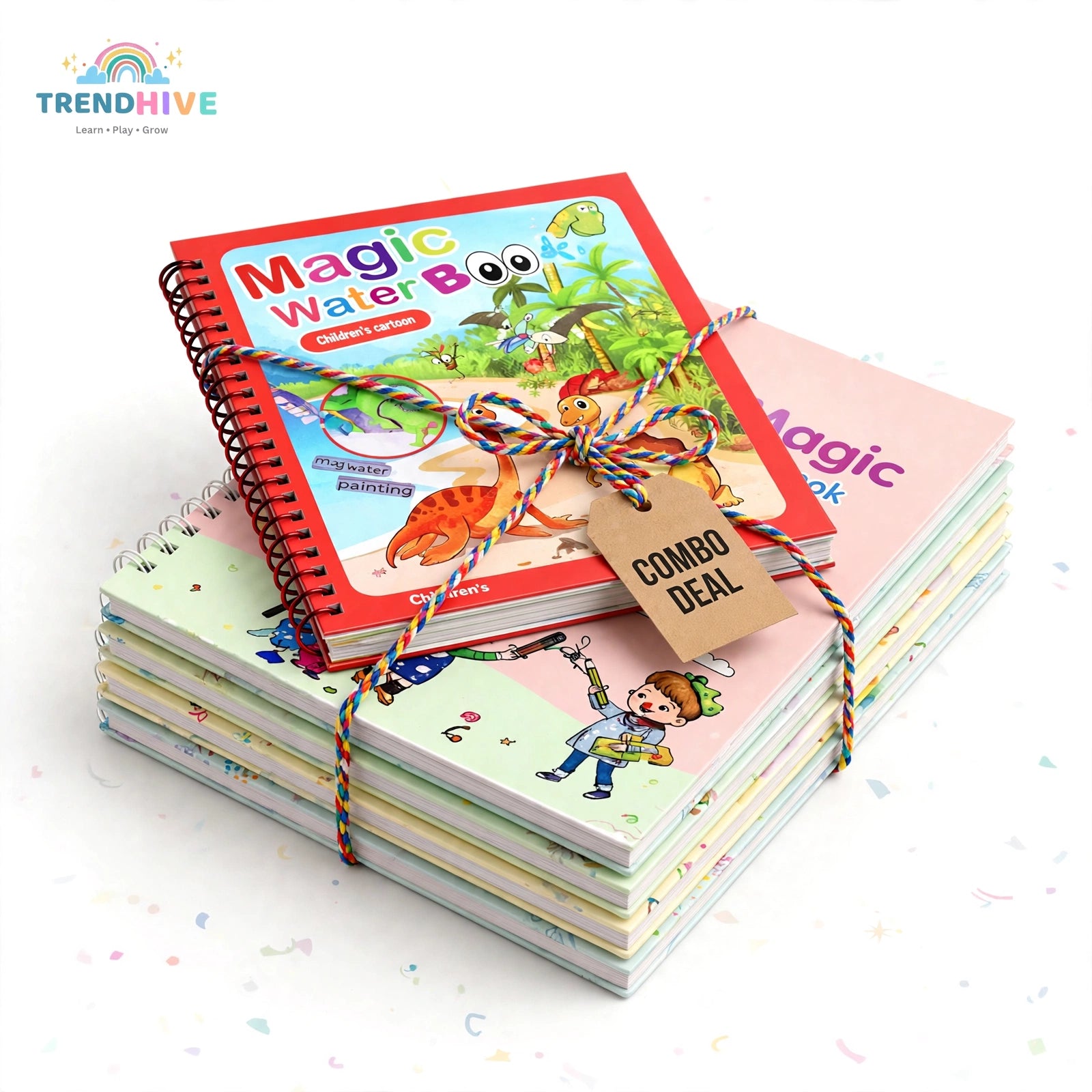 Magic Water Coloring Book & 4 Practice Books Combo