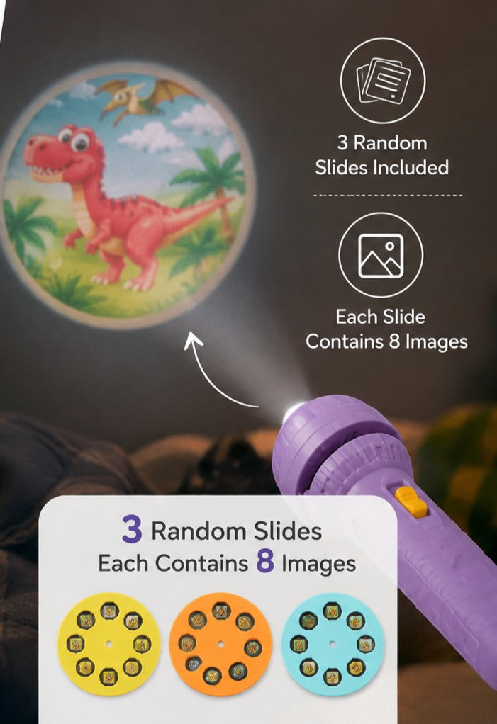 Kids Projection Flashlight Toy with 3 Random Slides & 24 Images