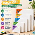 Premium Canvas Boards Pack of 5 – 4×4 to 12×12