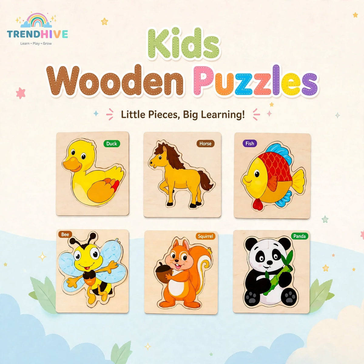 Random 1 Piece 3D Wooden Puzzle | Montessori Educational Toy for Toddlers